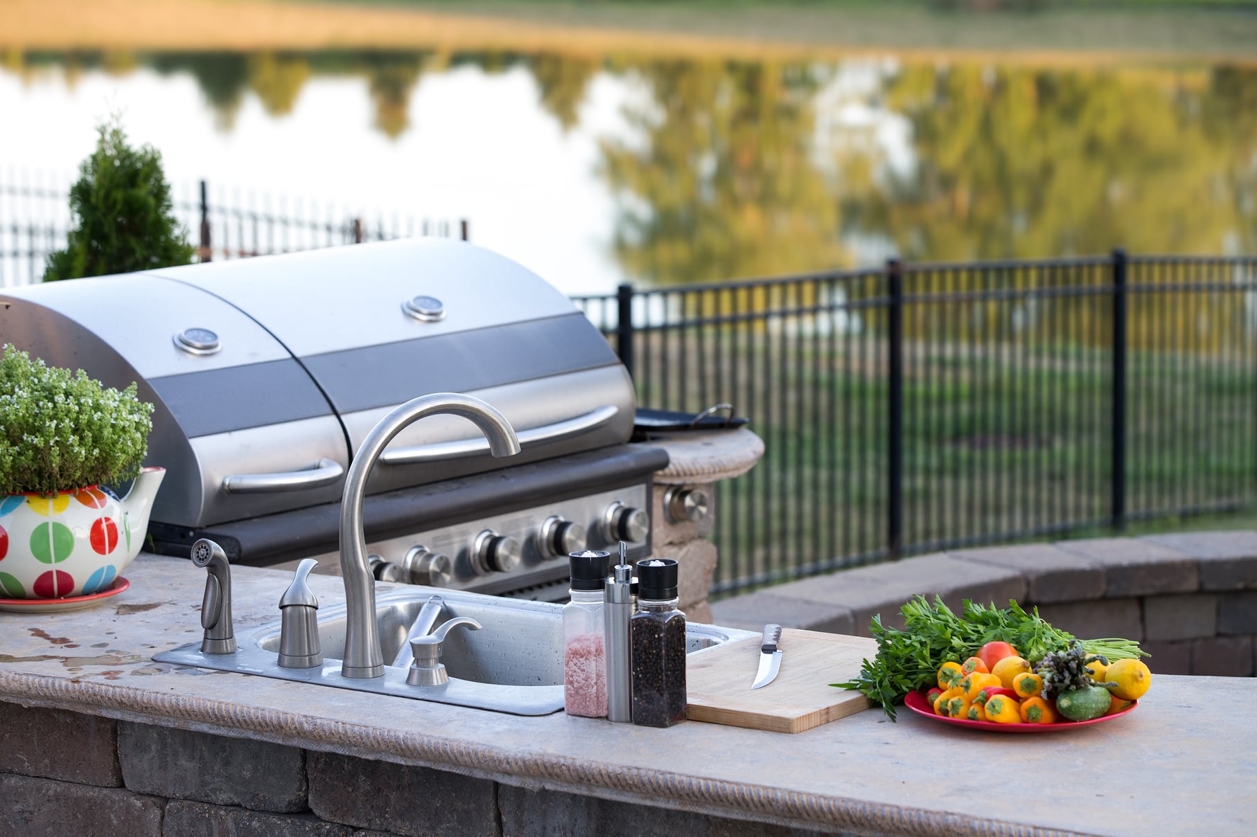 outdoor patio grill setting